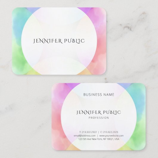 モダンシンプルデザインテンプレートエレガント水色 名刺 (正面/裏面)