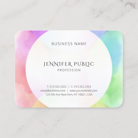 モダンシンプルデザインテンプレートエレガント水色 名刺 (裏面)