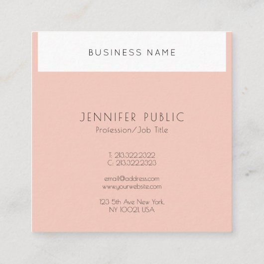 モダンシンプルデザインテンプレートプロフェッショナルスタイリッシュ スクエア名刺 (裏面)