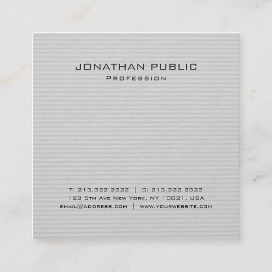 モダンシンプルデザインプロフェッショナルエレガントテンプレート スクエア名刺 (裏面)
