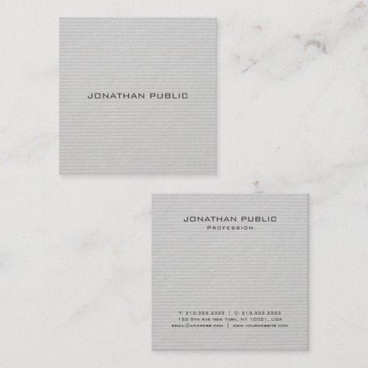 モダンシンプルデザインプロフェッショナルエレガントテンプレート スクエア名刺 (正面/裏面)