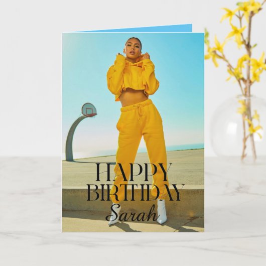 モダンシンプルトレンディーカスタム誕生日 カード (黄色い花)