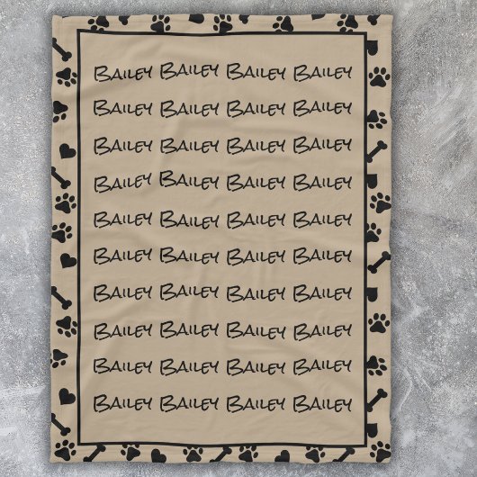 モダンシンプルトレンディーペットドッグ猫名 フリースブランケット