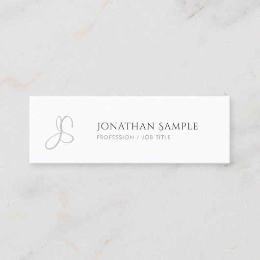 モダンシンプルトレンディーモノグラムテンプレート スキニー名刺 (正面)
