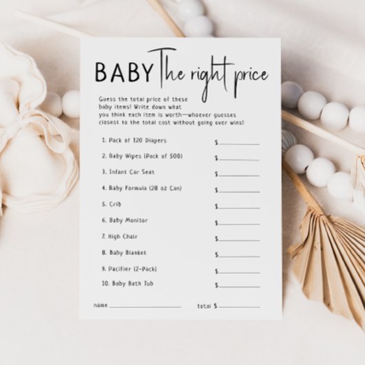 モダンシンプルニュートラルベビーザ右プライスカード 招待状