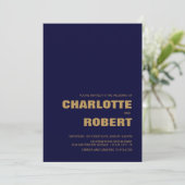 モダンシンプルネイビーブルーと金ゴールド結婚ズ 招待状 (スタンド正面)