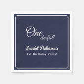 モダンシンプルネイビーブルーエレガントホワイト誕生日 スタンダードカクテルナプキン (正面)