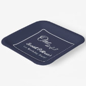 モダンシンプルネイビーブルーエレガントホワイト誕生日 ペーパープレート (傾斜あり)