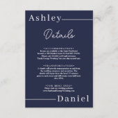 モダンシンプルネイビーブルーフォーマルホワイト結婚ズ エンクロージャーカード (正面)