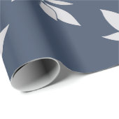 モダンシンプルネイビーブルーフローラルパターン ラッピングペーパー (ロールコーナー)