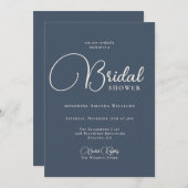 モダンシンプルネイビーブルーブライダルシャワー 招待状 (正面/裏面)