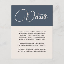 モダンシンプルネイビーブルー結婚ズ詳細 エンクロージャーカード