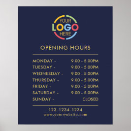 モダンシンプルネイビーブルー | 営業時間 ポスター