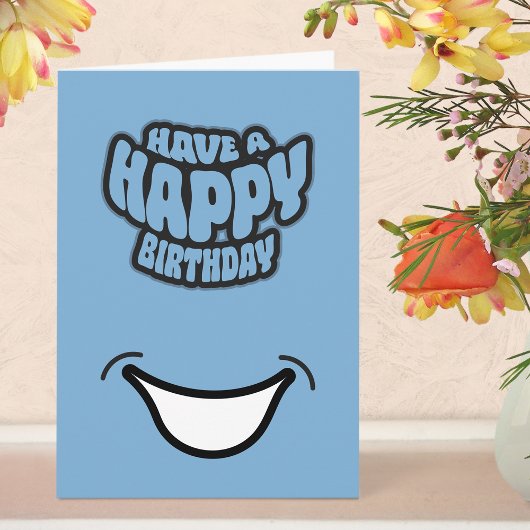 モダンシンプルハッピーバースデー折り返しグリーティングカード カード