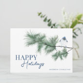 モダンシンプルハッピーホリデイズブルーバードビジネス シーズンカード (スタンド正面)