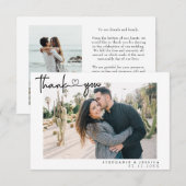 モダンシンプルハートの写真を含む結婚スクリプト サンキューカード (正面/裏面)