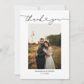 モダンシンプルハート結婚スクリプトの写真 サンキューカード (正面)