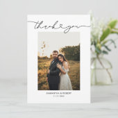 モダンシンプルハート結婚スクリプトの写真 サンキューカード (スタンド正面)