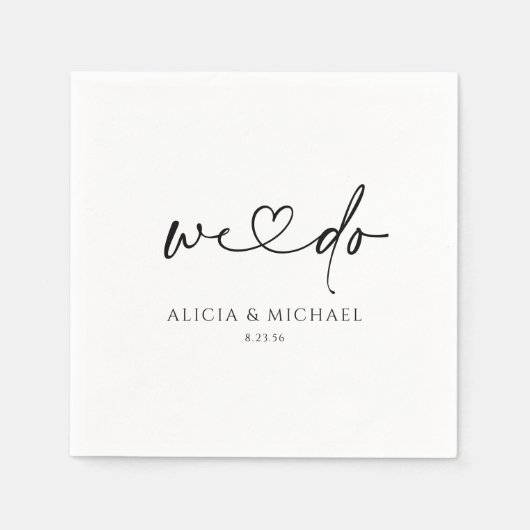 モダンシンプルハート結婚 スタンダードカクテルナプキン (正面)