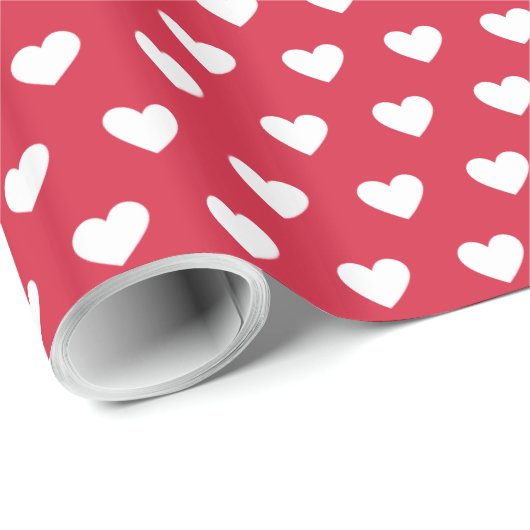 モダンシンプルハート赤パターン ラッピングペーパー (ロールコーナー)