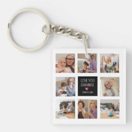 モダンシンプルハート8 Photo Collageカスタム キーホルダー