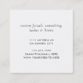 モダンシンプルバタフライピンクパープルお洒落 スクエア名刺 (裏面)