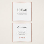 モダンシンプルバラ縁ど金ゴールド割引カード (正面&裏面)