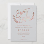 モダンシンプルバラ金ゴールドスウィート16タイポグラフィ 招待状 (正面)