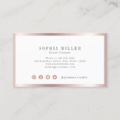 モダンシンプルバラ金ゴールド縁ど会社ロゴ 名刺 (裏面)