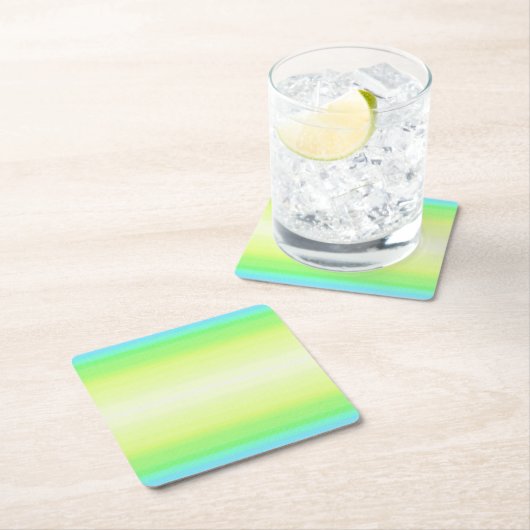 モダンシンプルパステルグリーンブルーカラフルグラデーション スクエアペーパーコースター (インサイチュ)