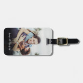 モダンシンプルパーソナライズされたカップル写真 ラゲッジタグ (正面横)