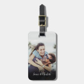モダンシンプルパーソナライズされたカップル写真 ラゲッジタグ (正面縦)