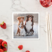 モダンシンプルパーソナライズされたペット犬の写真結婚s スタンダードカクテルナプキン (インサイチュ)