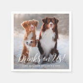 モダンシンプルパーソナライズされたペット犬の写真結婚s スタンダードカクテルナプキン (正面)