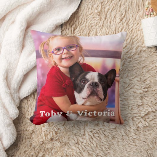 モダンシンプルパーソナライズされたペット犬の子供の写真 クッション (ブランケット)