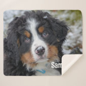 モダンシンプルパーソナライズされたペット犬の恋人 シェルパブランケット (正面(横))