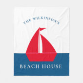 モダンシンプルパーソナライズされた航海の夏の家 フリースブランケット (正面)