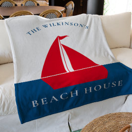 モダンシンプルパーソナライズされた航海の夏の家 フリースブランケット