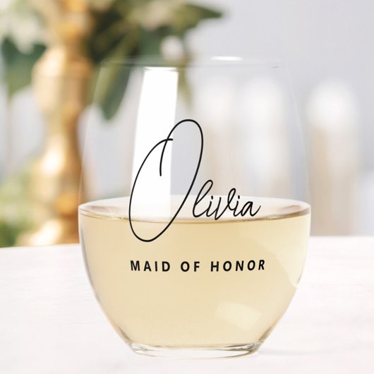 モダンシンプルパーソナライズされたBridesmaid Proposed ステムなしワイングラス