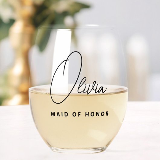 モダンシンプルパーソナライズされたBridesmaid Proposed ステムなしワイングラス