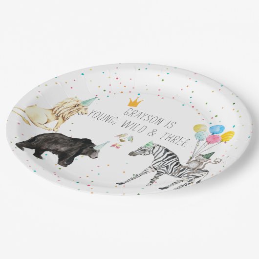 モダンシンプルパーティー動物の水色 ペーパープレート (アングル)