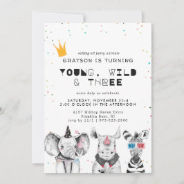 モダンシンプルパーティー動物招待状