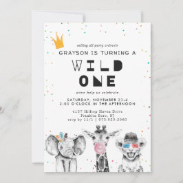 モダンシンプルパーティー動物招待状