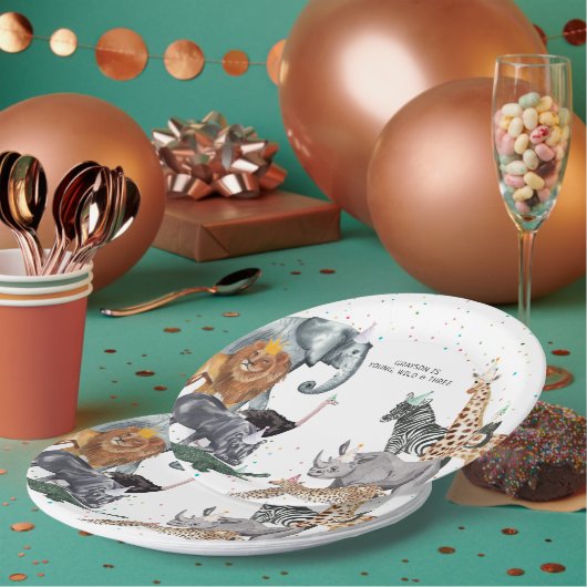 モダンシンプルパーティー動物水彩紙プレート ペーパープレート (複数)