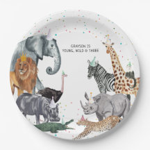 モダンシンプルパーティー動物水彩紙プレート