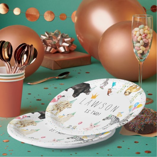 モダンシンプルパーティー動物水彩紙プレート ペーパープレート (複数)