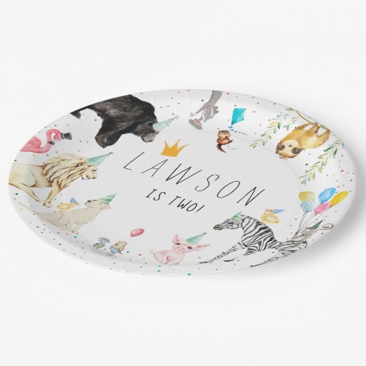 モダンシンプルパーティー動物水彩紙プレート ペーパープレート (アングル)