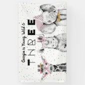 モダンシンプルパーティー動物誕生日歓迎サイン 横断幕 (縦)