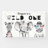 モダンシンプルパーティー動物誕生日歓迎サイン 横断幕 (横)