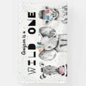 モダンシンプルパーティー動物誕生日歓迎サイン 横断幕 (縦)